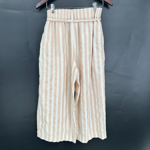 Proud Mary Striped Playa cotton Pants wide leg high rise coastal grandma tan S/M - Picture 10 of 13